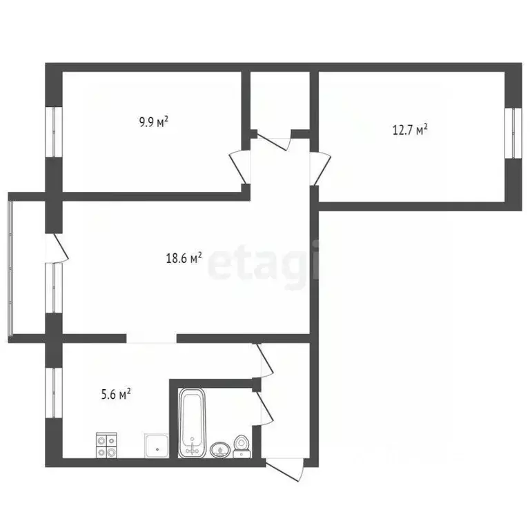 3-к кв. Мордовия, Саранск просп. 50 лет Октября, 14 (53.4 м) - Фото 2