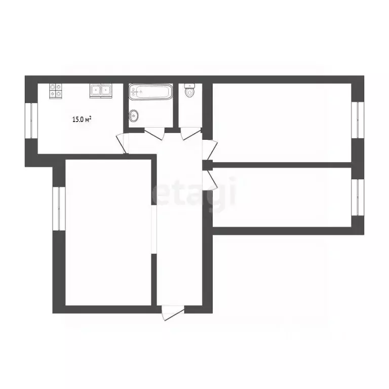 3-к кв. Тюменская область, Тюмень ул. Щербакова, 150 (62.6 м) - Фото 2