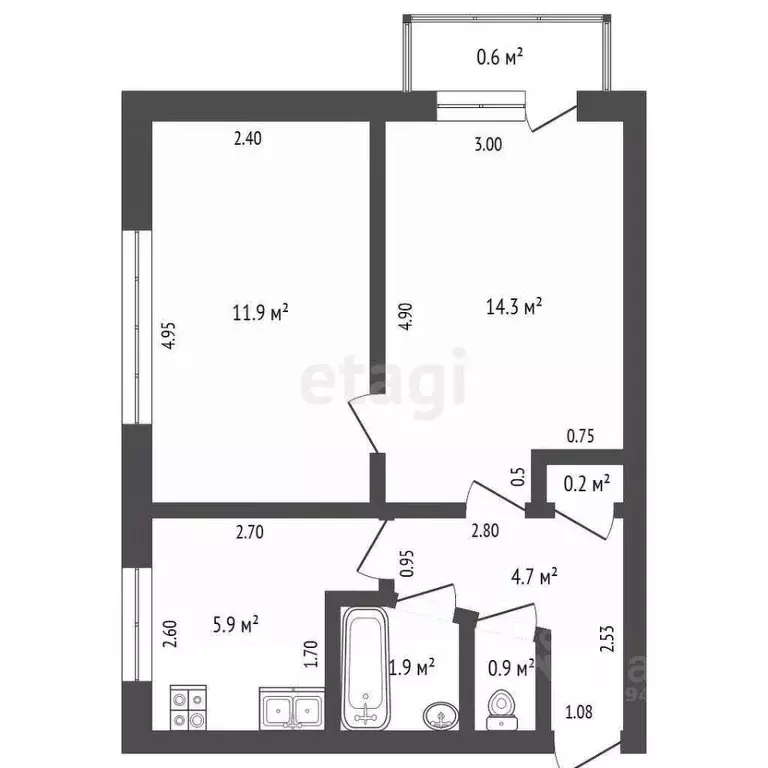 2-к кв. Мордовия, Саранск ул. Федосеенко, 17 (44.0 м) - Фото 1