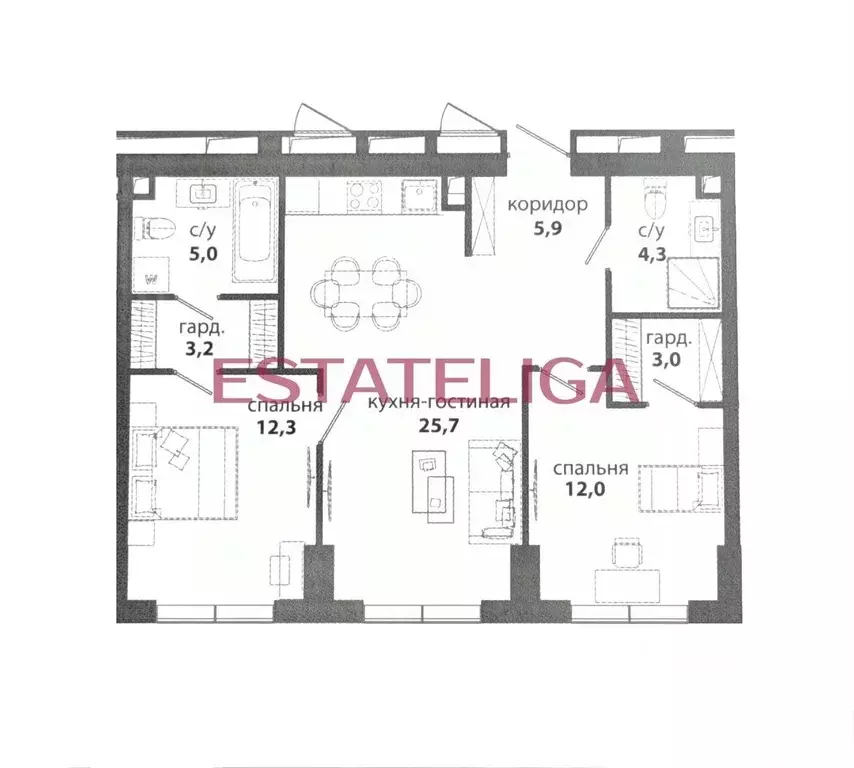 2-к кв. Москва ул. Василия Ланового, 6к3 (70.5 м) - Фото 2