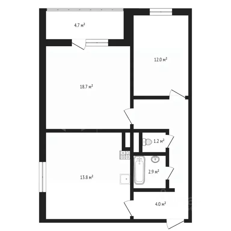 2-к кв. Тюменская область, Тюмень ул. Алматинская, 12 (64.3 м) - Фото 2