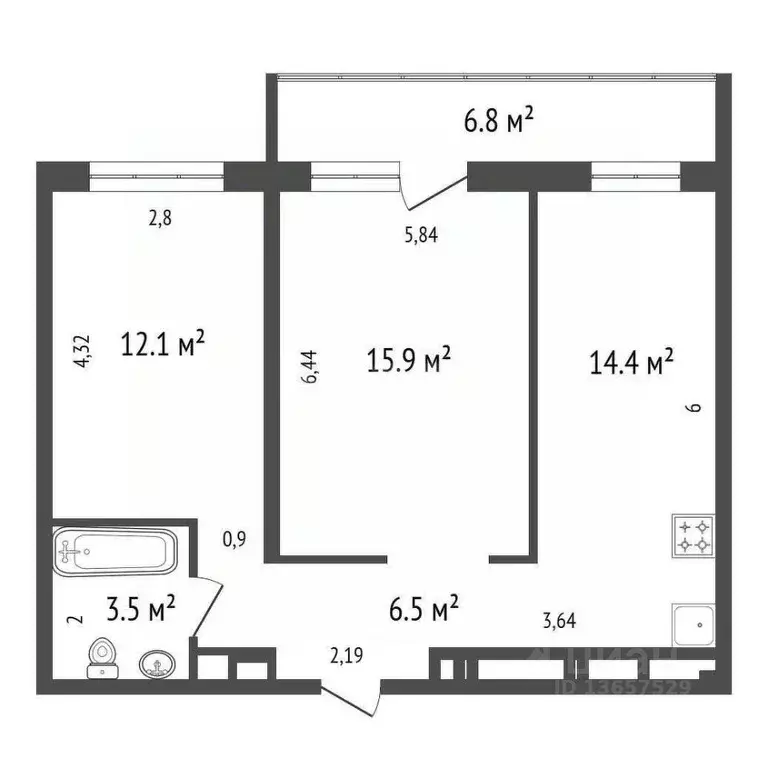 2-к кв. Иркутская область, Иркутск Радужный мкр, 105 (59.34 м) - Фото 2