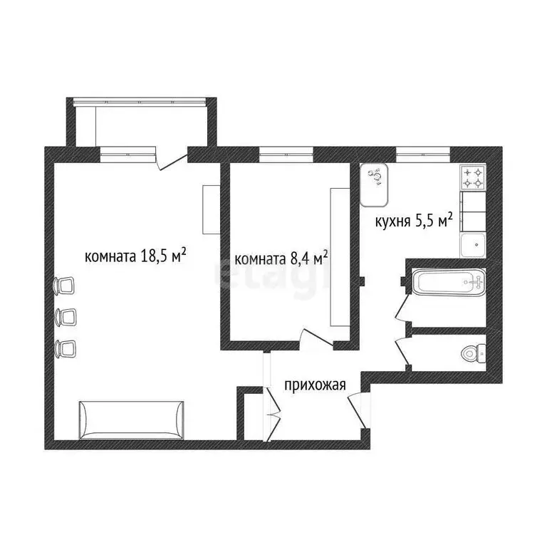 2-комнатная квартира: Белгород, улица Макаренко, 1В (41.1 м) - Фото 1