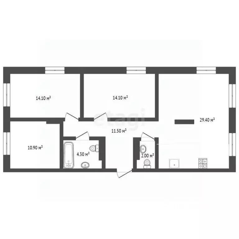 3-к кв. Тюменская область, Тюмень Новгородская ул., 14 (86.4 м) - Фото 2