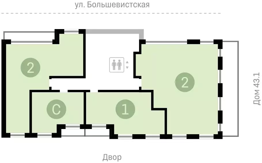 Квартира-студия: Новосибирск, Большевистская улица, 43/2с (33.69 м) - Фото 1