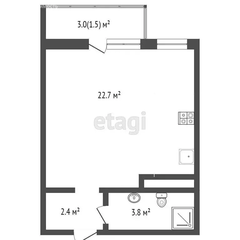 Квартира-студия: Анапа, Анапское шоссе, 24к8 (33.4 м) - Фото 1