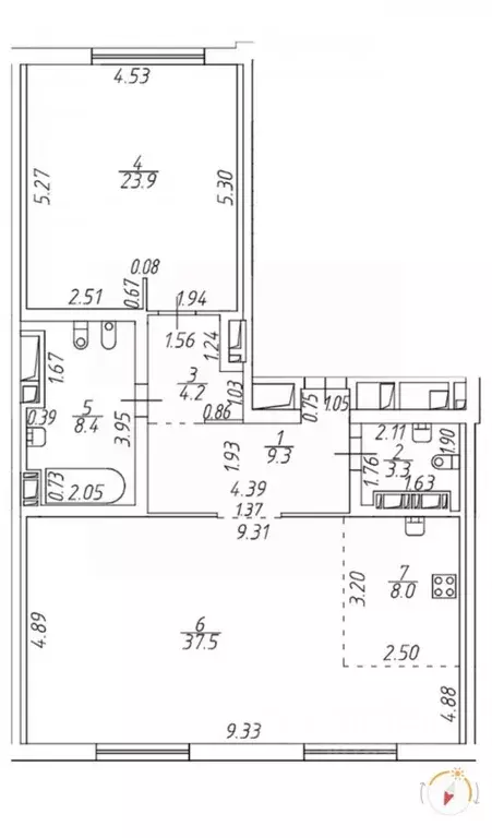 1-к кв. Санкт-Петербург наб. Воскресенская, 32 (94.6 м) - Фото 2