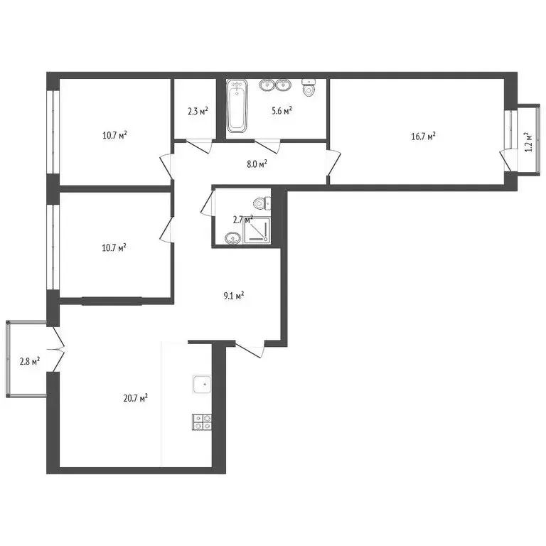 1-комнатная квартира: Тюмень, улица Газовиков, 34 (87 м) - Фото 1