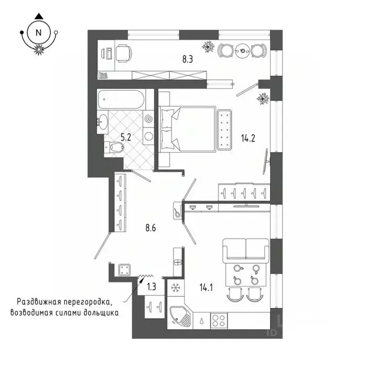 1-к кв. Санкт-Петербург бул. Измайловский, 9 (47.4 м) - Фото 0