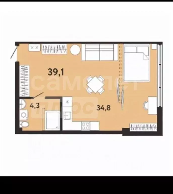 Студия Крым, Ялта ул. Киевская, 44 (39.1 м) - Фото 1