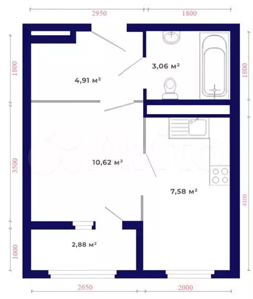 1-к. квартира, 29,1 м, 2/9 эт. - Фото 1