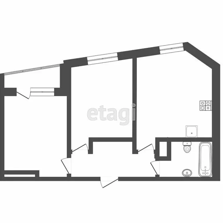 2-комнатная квартира: Тюмень, улица Новосёлов, 117 (50.5 м) - Фото 1