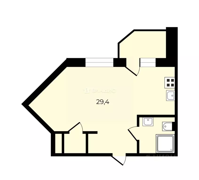 Студия Санкт-Петербург Будапештская ул., 48 (29.4 м) - Фото 2