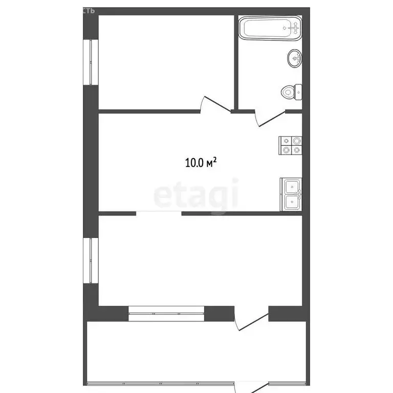 2-комнатная квартира: Алупка, Севастопольский переулок, 9 (42.6 м) - Фото 1