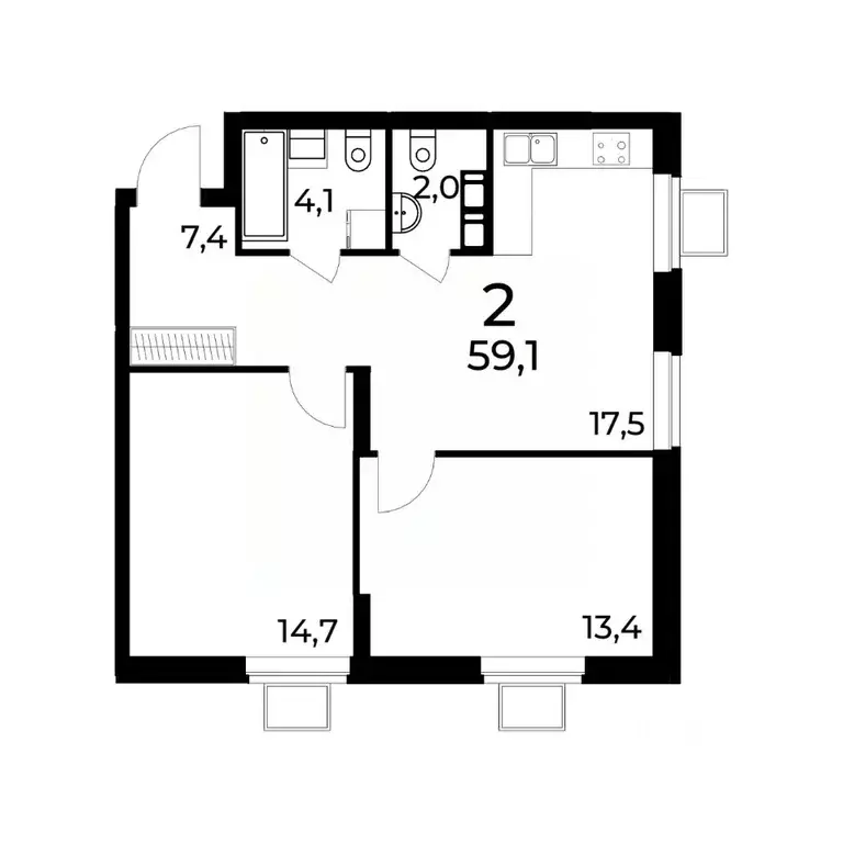2-к кв. Нижегородская область, Нижний Новгород ул. Усиевича (59.1 м) - Фото 0