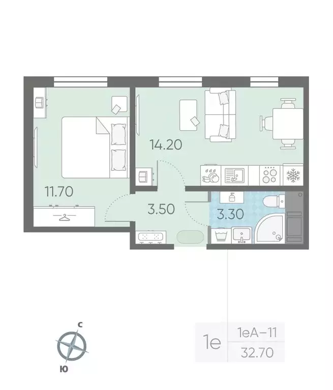 1-к кв. Ленинградская область, Всеволожское городское поселение, пос. ... - Фото 2