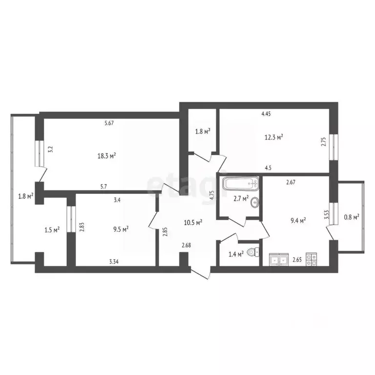 3-к кв. Крым, Феодосия ул. Челнокова, 96 (70.0 м) - Фото 2