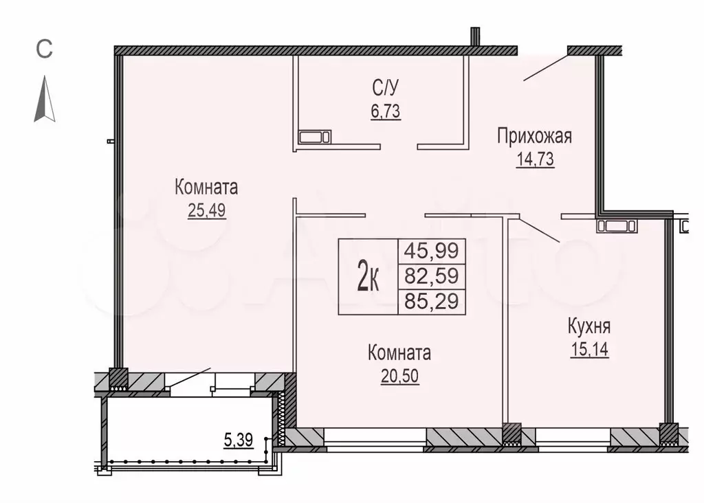 2-к. квартира, 86,8 м, 5/10 эт. - Фото 0