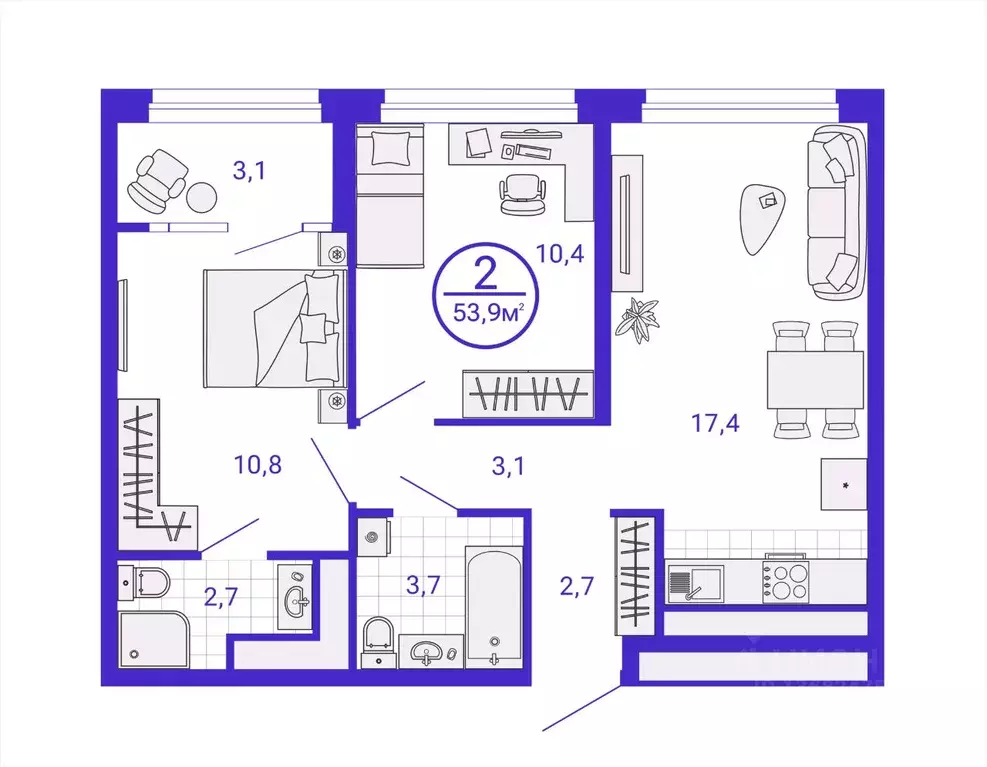 2-к кв. Свердловская область, Екатеринбург Уктус жилрайон, Астон ... - Фото 1