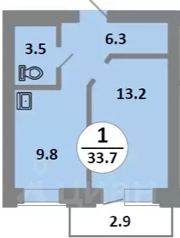 1-к кв. Красноярский край, Красноярск Соколовская ул., 52 (32.8 м) - Фото 1