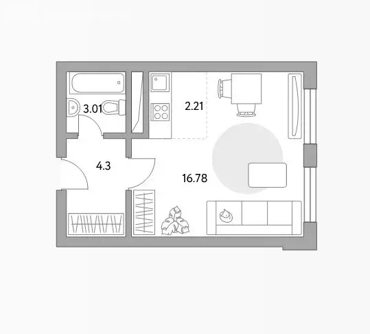 Квартира-студия: деревня Глухово, Романовская улица, 23 (27 м) - Фото 0
