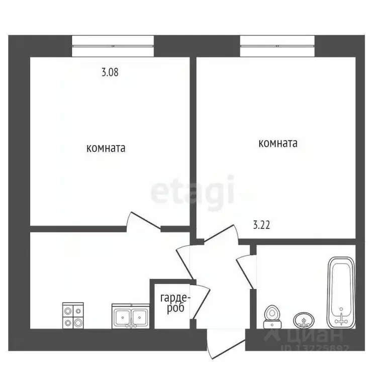 Комната Вологодская область, Вологда ул. Чехова, 17 (32.7 м) - Фото 2