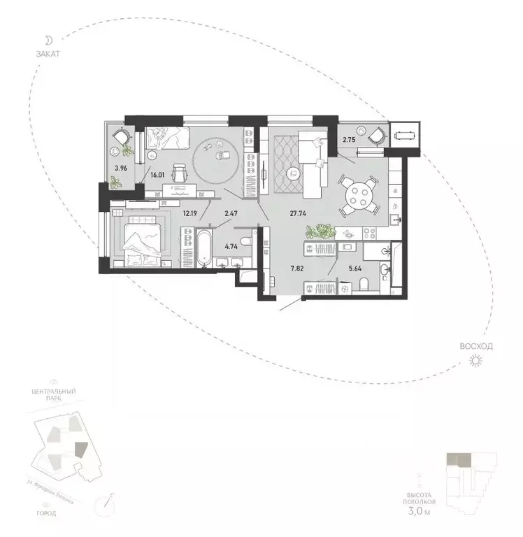 2-к кв. Тульская область, Тула Премьер Парк жилой комплекс (83.32 м) - Фото 1
