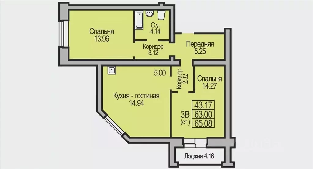 3-к кв. Новосибирская область, Бердск Южный мкр,  (65.08 м) - Фото 0