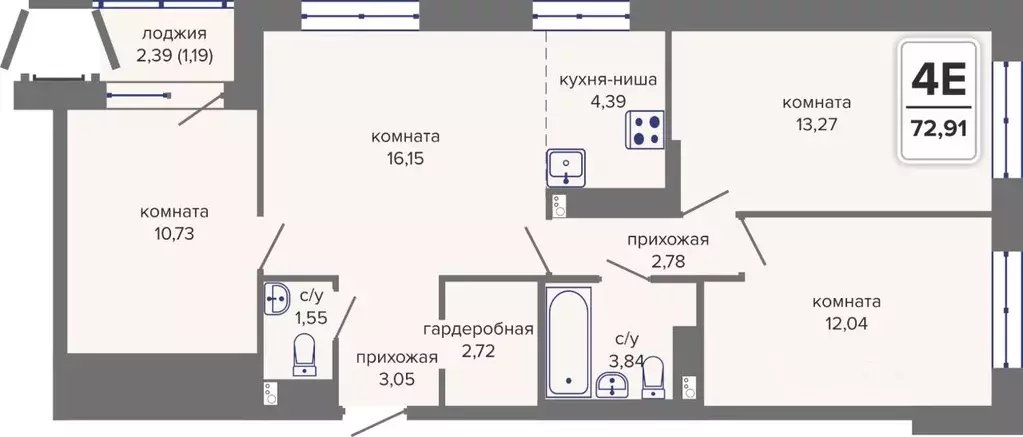 4-к кв. Пермский край, Пермь Гайва мкр,  (72.91 м) - Фото 1