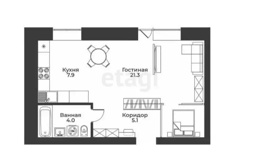 1-комнатная квартира: Минусинск, улица Мира, 43 (39.1 м) - Фото 0