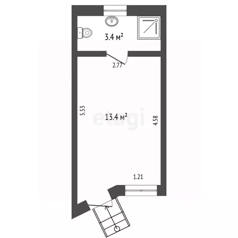 Студия Севастополь пос. Любимовка, ул. Южногородская, 36к16 (17.0 м) - Фото 2