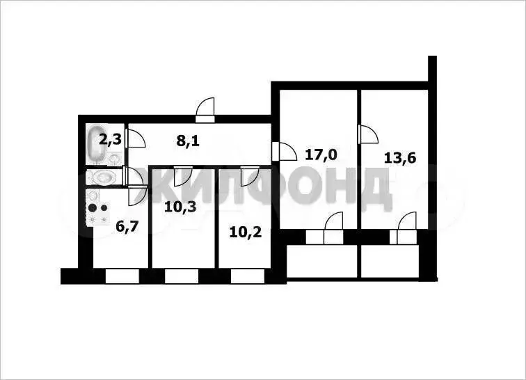 4-к. квартира, 81 м, 2/9 эт. - Фото 0