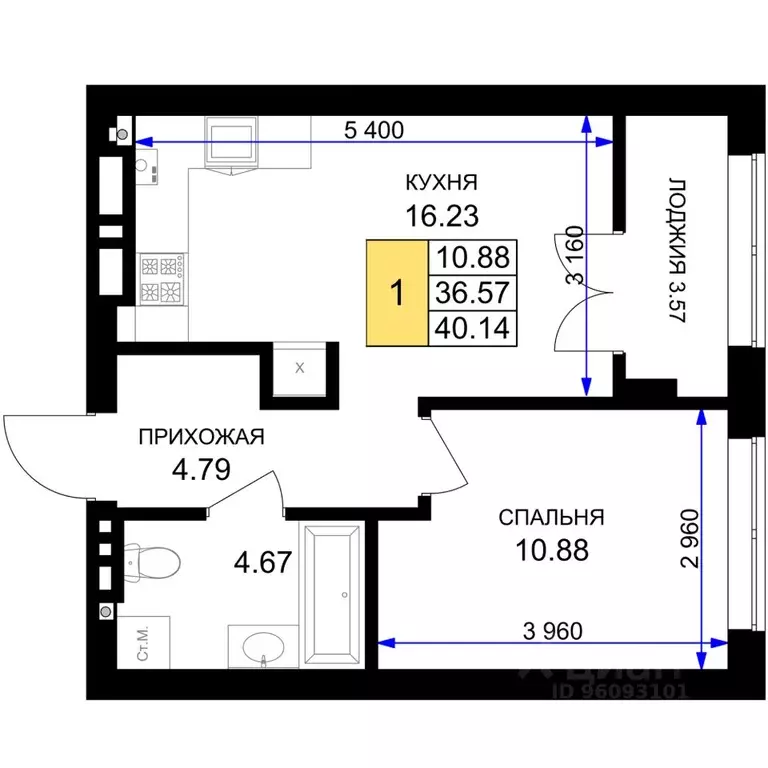 1-к кв. Калининградская область, Гурьевск Включи жилой комплекс (40.14 ... - Фото 1