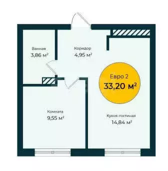 1-комнатная квартира: Тюмень, Лесопарковая улица, 1к2 (33.2 м) - Фото 0