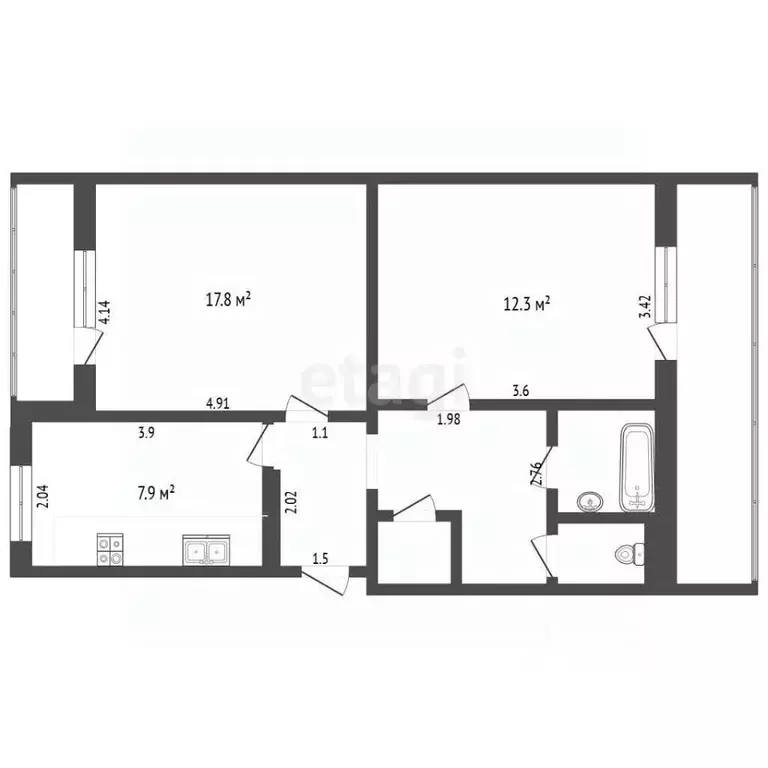 2-к кв. Крым, Бахчисарай ул. Советская, 12 (50.1 м) - Фото 0