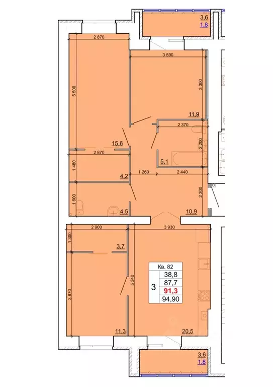 3-к кв. Костромская область, Кострома Кинешемское ш., 88 (91.3 м) - Фото 0