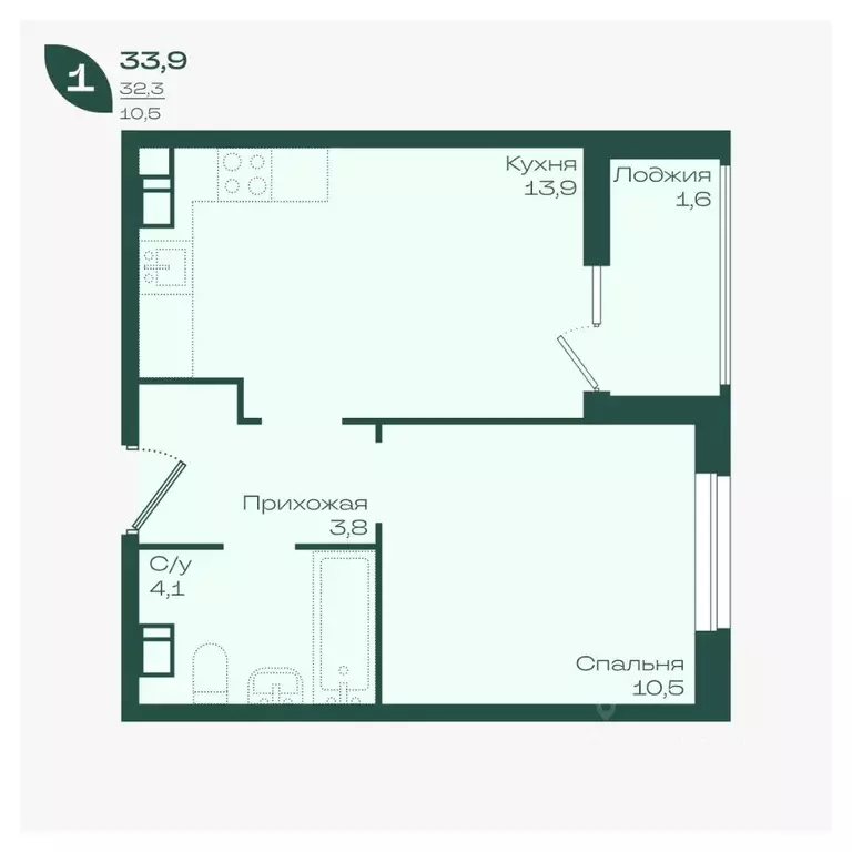 1-к кв. Краснодарский край, Краснодар Ботаника жилой комплекс (33.9 м) - Фото 1