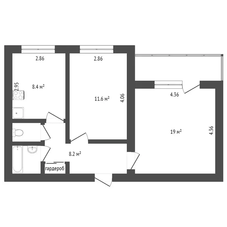 2-комнатная квартира: Ачинск, 9-й микрорайон, 12 (54 м) - Фото 1