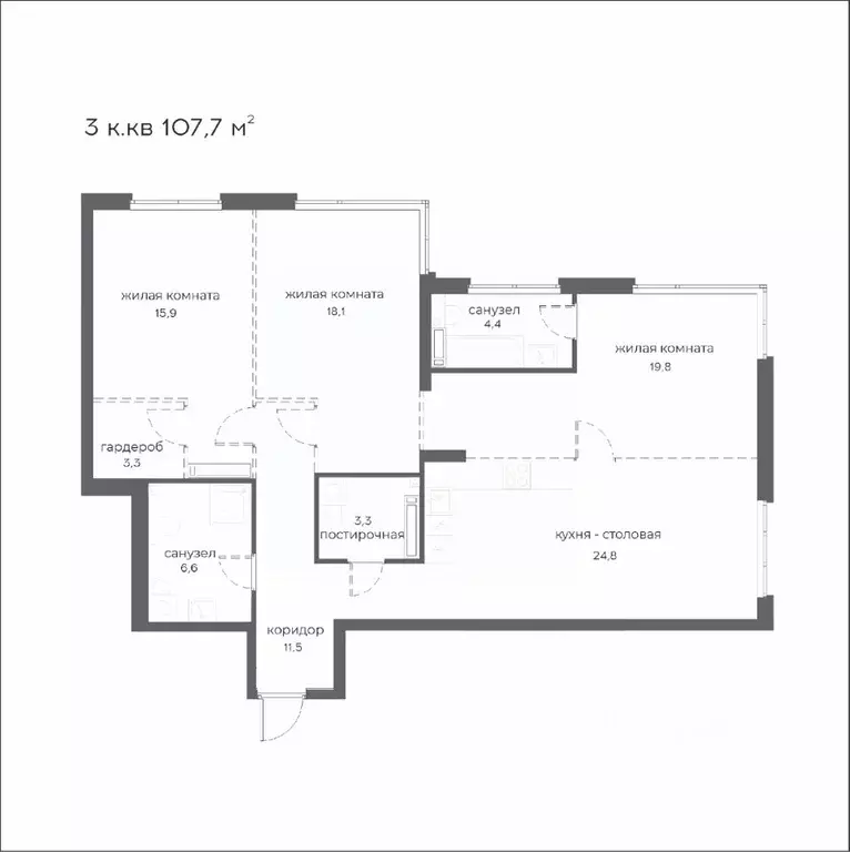 3-к кв. Пензенская область, Пенза Велларт Сити жилой комплекс (107.7 ... - Фото 0