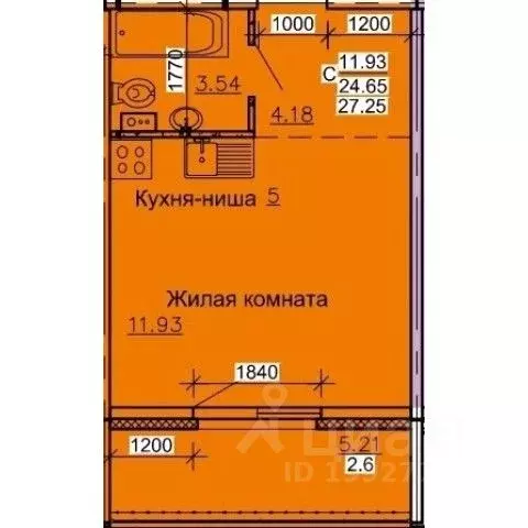 Студия Алтайский край, Барнаул ул. Союза Республик (27.25 м) - Фото 0