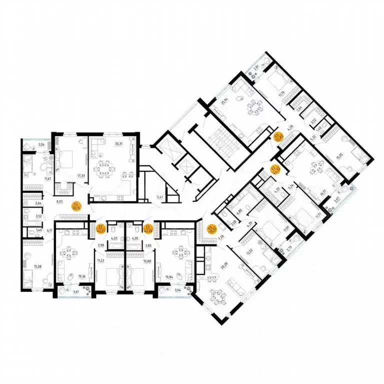 3-к. квартира, 99,2м, 13/25эт. - Фото 1