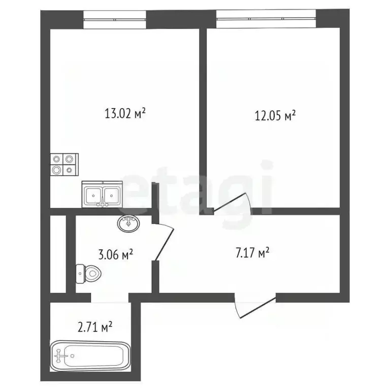 1-к кв. Ханты-Мансийский АО, Сургут Высоковольтная ул., 6/1 (39.0 м) - Фото 1