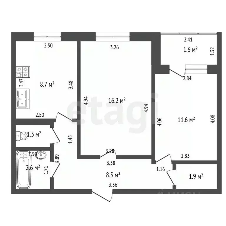 2-к кв. Башкортостан, Стерлитамак ул. Гоголя, 120В (50.8 м) - Фото 1