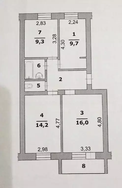 3-к кв. Белгородская область, Белгород ул. Губкина, 47 (59.7 м) - Фото 2