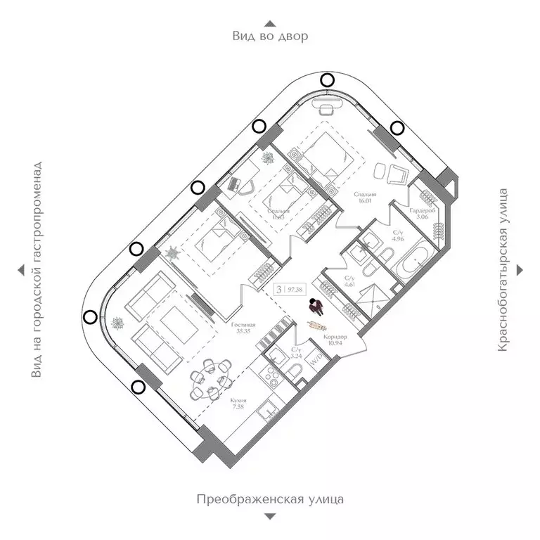 3-комнатная квартира: Москва, жилой комплекс Преображенская Площадь ... - Фото 1