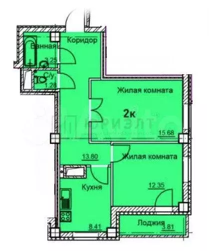 2-к. квартира, 55,6 м, 16/22 эт. - Фото 0