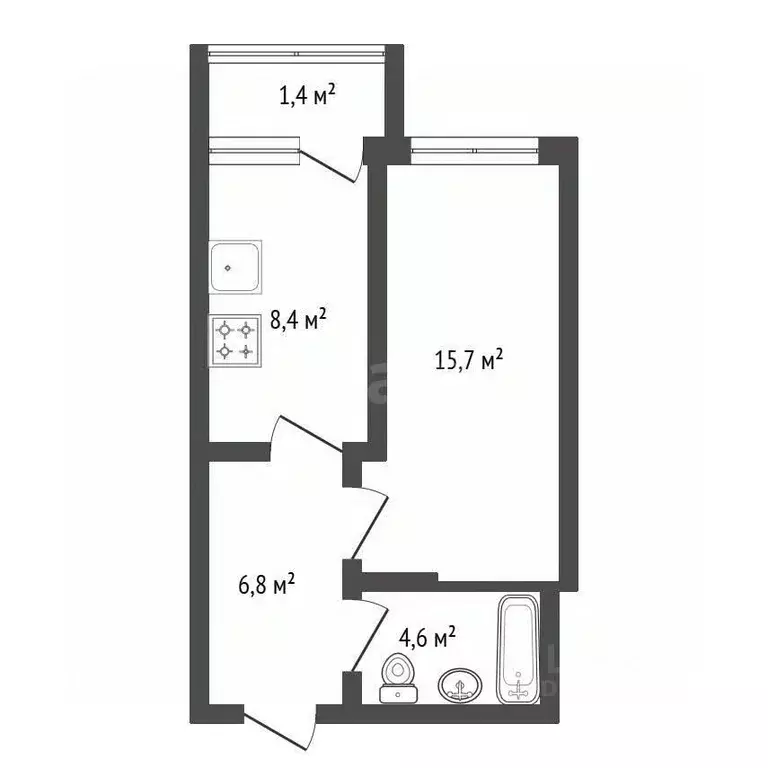 1-к кв. Башкортостан, Уфа Коммунистическая ул., 98/1 (34.8 м) - Фото 2
