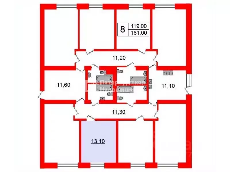 комната санкт-петербург купчинская ул, 21к1 (13.1 м) - Фото 1