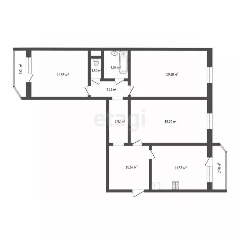 3-к кв. Тюменская область, Тюмень ул. Федюнинского, 54к2 (92.7 м) - Фото 2