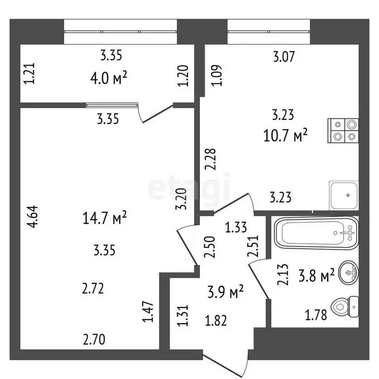 1-комнатная квартира: село Раевский, Интернациональная улица, 61 (37.1 ... - Фото 1